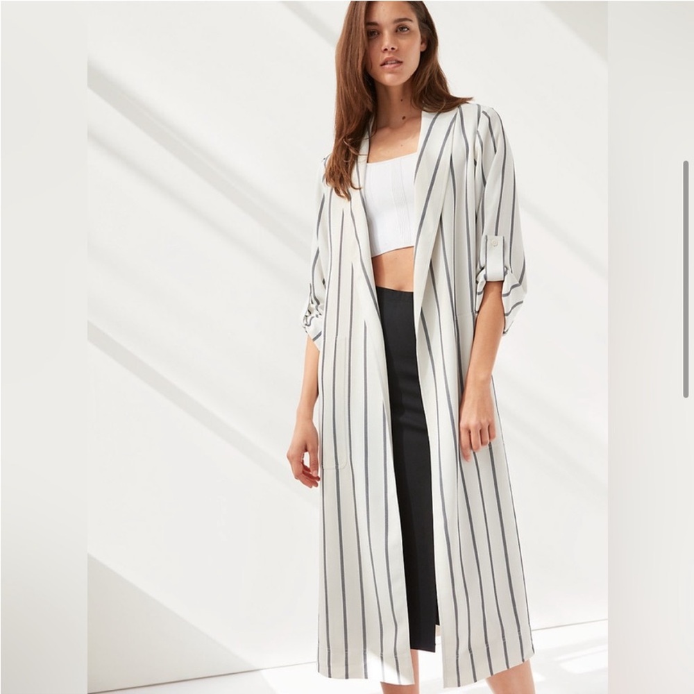 Aritzia Babaton Kahlo White Robe Navy Blue Stripe Sz … - Gem